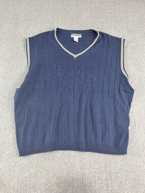 Munsingwear Mens XXL Navy Ribbed Knit Sleeveless Sweater Vest